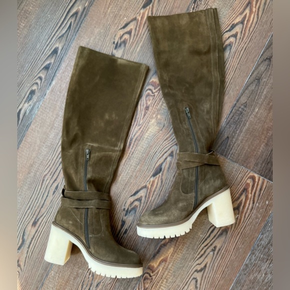 NWT Free People Suede Knee High Tall Brown Boots Size 7.5 - Picture 5 of 11